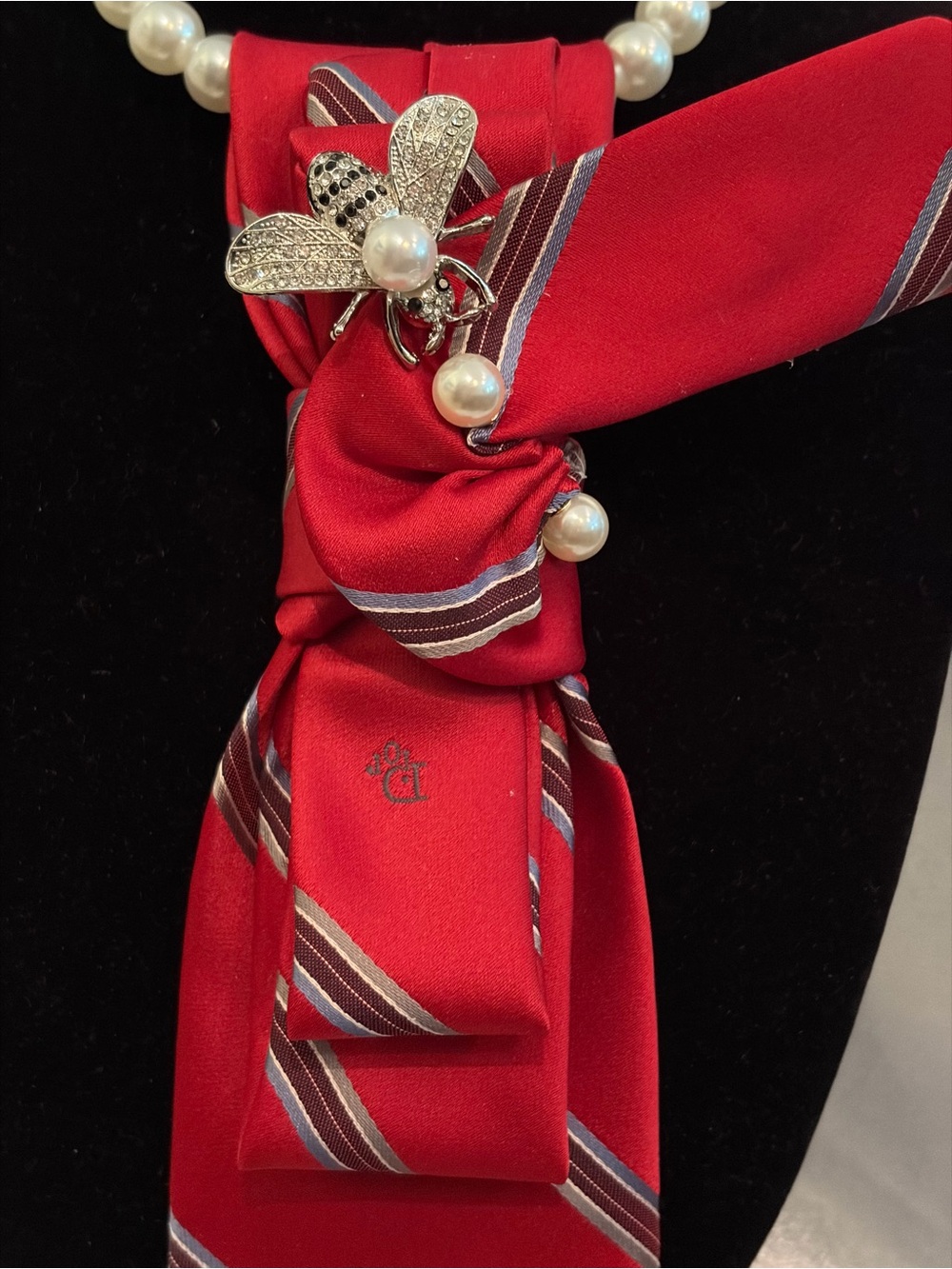Dior Women’s Tie Red Striped Silk - Picture 2 of 7